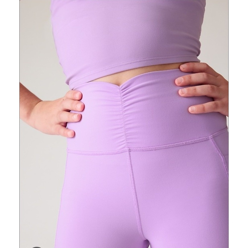 Athleta Girl Transcend Ruched Tight Purple Leggings XXL 16 Pockets Activewear